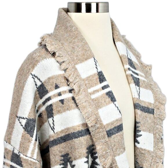 Tahari Women's Belted Cardigan Knit Sweater Tribal Aztec Southwestern Size M - Picture 4 of 14